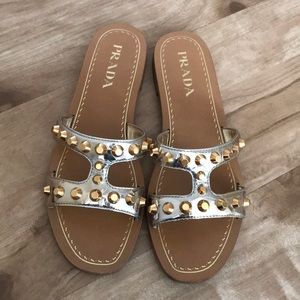 Prada studded women sandal slipper